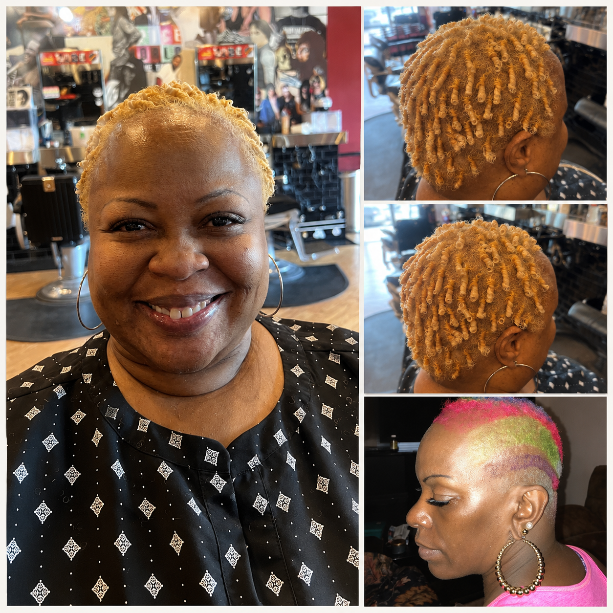 Finished short natural styles and precision color created by Yolanda